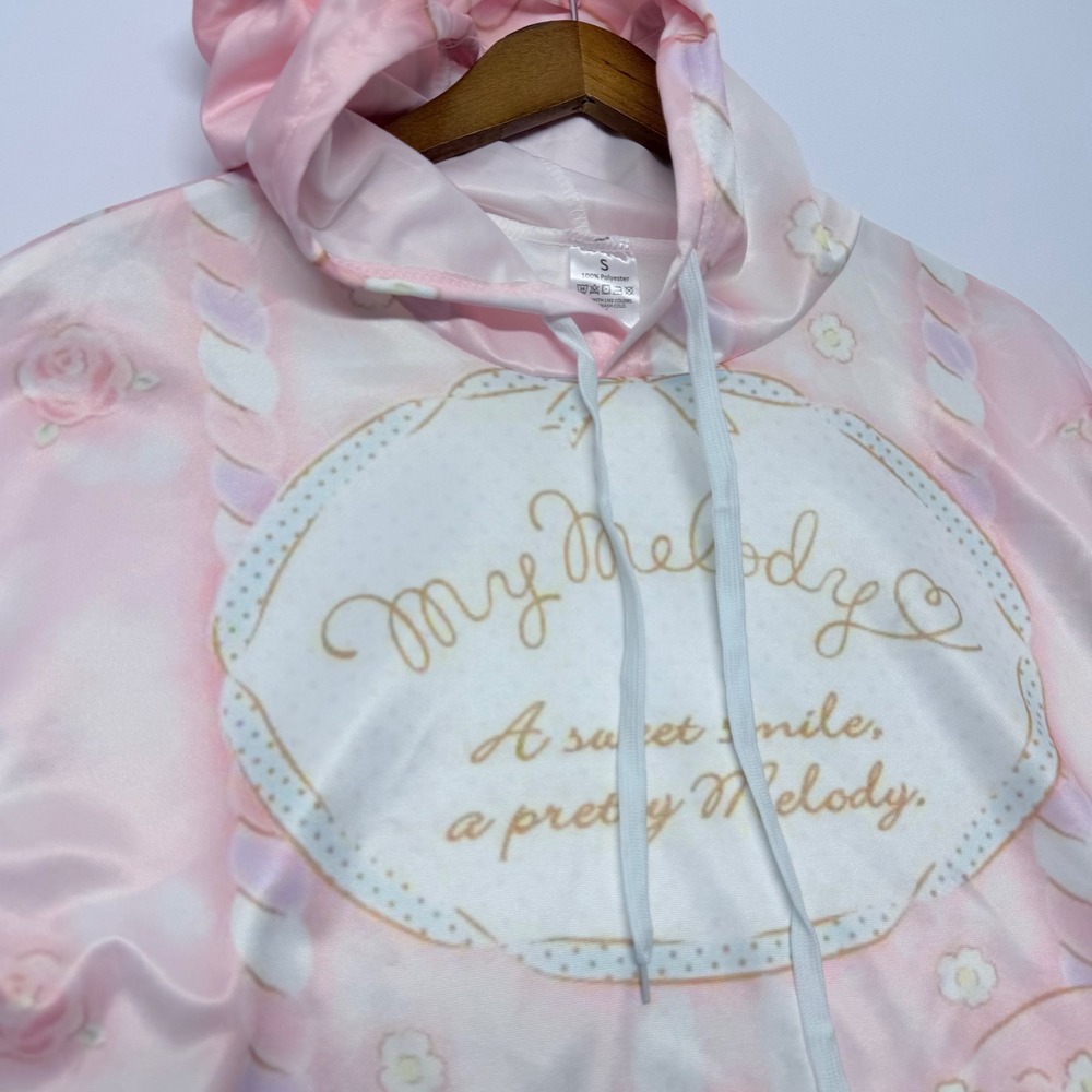 Sanrio My Melody Pastel All Over Print Hoodie Pink Kawaii Sweatshirt Small - Picture 3 of 6